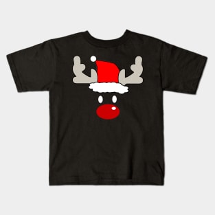 Santa Rudolph the Red Nose Reindeer (Dark) Kids T-Shirt